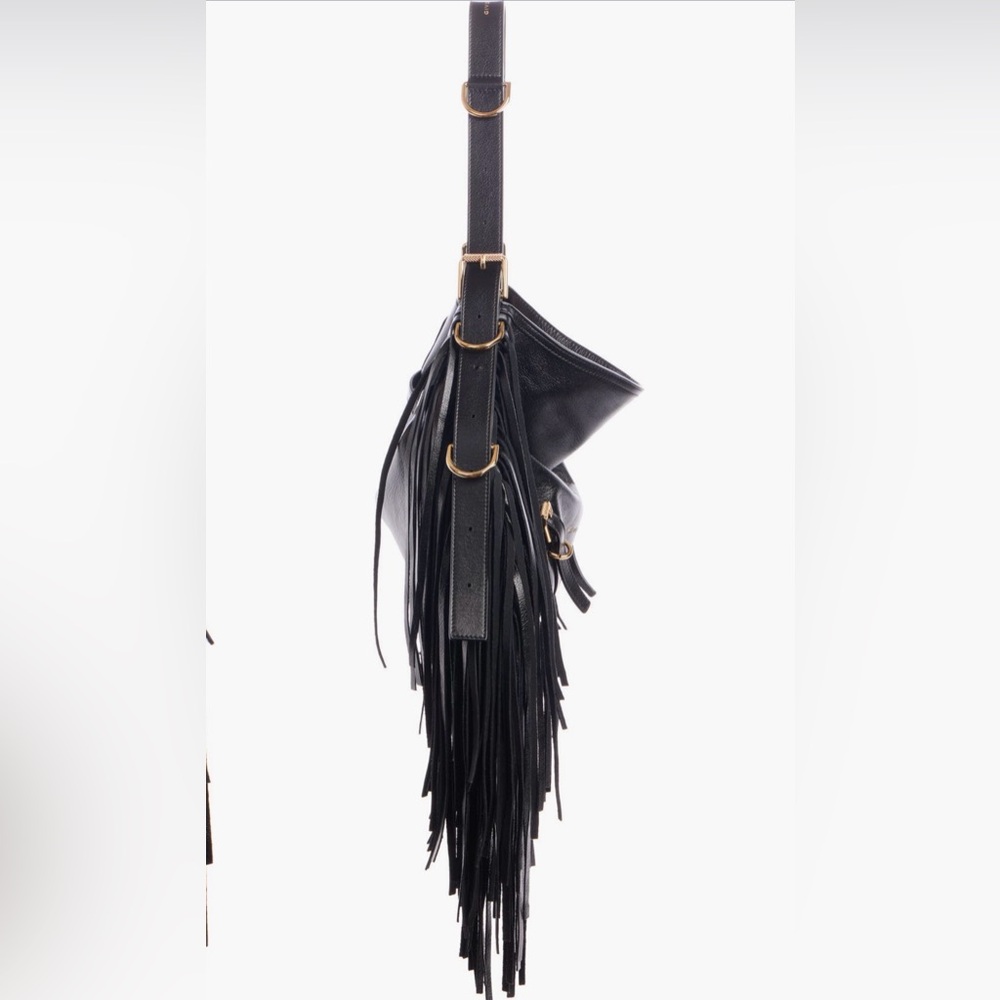 Givenchy Medium Voyou Fringe Leather Hobo Bag NEW Black Gold - Picture 5 of 15
